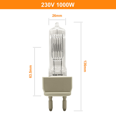 230V 1000W مصباح هالوجين التنغستن لمقياس الطيف الضوئي G22.5