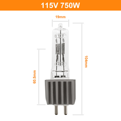 115v 750w G9.5 ضوء المرحلة لمبة هالوجين 104mm بقعة ضوء زووم خفيف