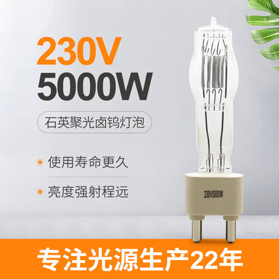230V 5000W G38 ​​المرحلة الكوارتز مصباح لمبة استوديو الترفيه الزفاف بار